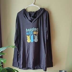 Womens Gray  Graphic Hoodie 3x